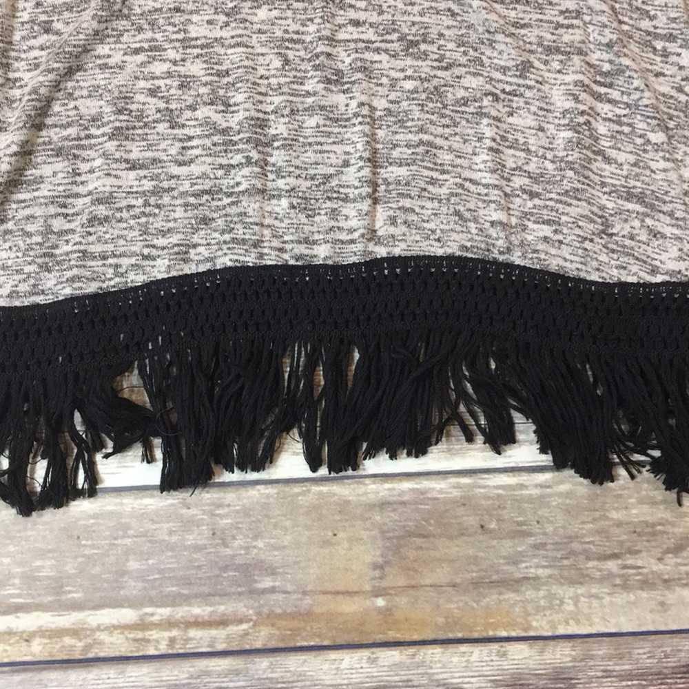 Heather gray fringe bottom Tunic - Picture 3 of 5